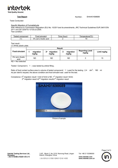 2024 Huafu Melamine Resin Intertek سرٹیفکیٹ